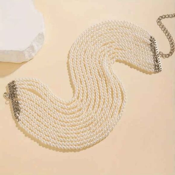 Multilayer Pearl Choker Necklace